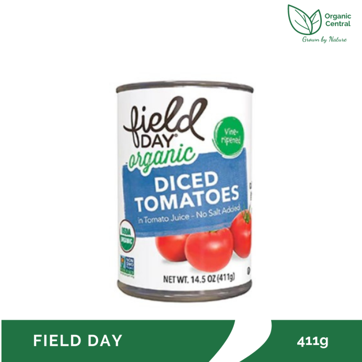 Field Day Organic Diced Tomatoes in Tomato Juice, No Salt Added 411g