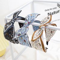 【YF】 Woman Boho Bowknot Hair Hoop Flower Vine Printed Bezel Wide Band Rabbit Ear Knotted Headband Scrunchy Accessories