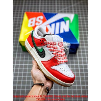 [HOT] ✅Original NK* Fraime- Skate- x Duk S- B- Low Habibi- White Red Casual Sports Sneakers Skateboard Shoes{Free Shipping}
