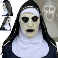 ZIBU สยองขวัญสยองขวัญ NUN Latex Mask W/headline valak คอสเพลย์สำหรับเครื่องแต่งกายฮาโลวีน