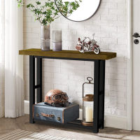 UNHO 100cm โต๊ะกลางโซฟา Pine Wood Lond Console Table โต๊ะไม้ ฉกรรจ์