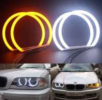 BW 131มม. X4ผ้าฝ้ายแสงสีขาวสีเหลืองอำพันแองเจิลตารัศมีแหวน DRL สำหรับ BMW E36 E38 E39ที่46ไฟรถยนต์