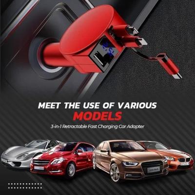 3 In 1 Retractable Car Chargers Type C Micro Usb Android Interface Super Fast Charging สำหรับ สายชาร์จ Ad C9R5 I2X2