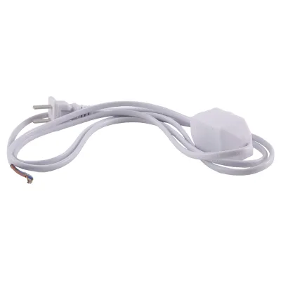 White Lamp Power Cord w Dimmer Switch AC 250V/110V