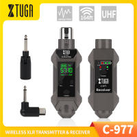 XTUGA C-977 UHF เครื่องส่งสัญญาณ XLR และตัวรับสัญญาณไร้สาย,เครื่องรับส่งสัญญาณกีต้าร์ไร้สายแบบชาร์จได้ตัวแปลงไมโครโฟน16ช่องสำหรับไมโครโฟนแบบไดนามิกเครื่องผสมเสียงเบสกีต้าร์ไฟฟ้า