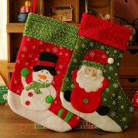 Cute Singel Small Christmas Stocking Santa Claus Snowman Holiday Gift Candy Bag Socks Tights