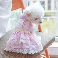 Daisy Designer Dog Clothes Girl Dog Dresses Lace Edge Summer Spring Tutu Skirt for Kittens Sweet Pink Princess Cat Pet Clothing Dresses