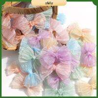 SHILU 10 pcs ริบบิ้นสำหรับเด็ก โบว์ตาข่าย ตกแต่งเสื้อผ้าหมวกรองเท้า 6.5 ~ 9.5ซม. ค่ะ โบว์ริบบิ้น ดีไอวาย สีลูกอมสี อุปกรณ์เสริมเครื่องประดับ สาวๆ