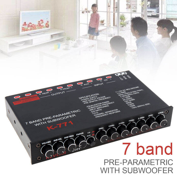 7 Band Mobil Audio Equalizer EQ Frekuensi Disesuaikan RCA Input untuk