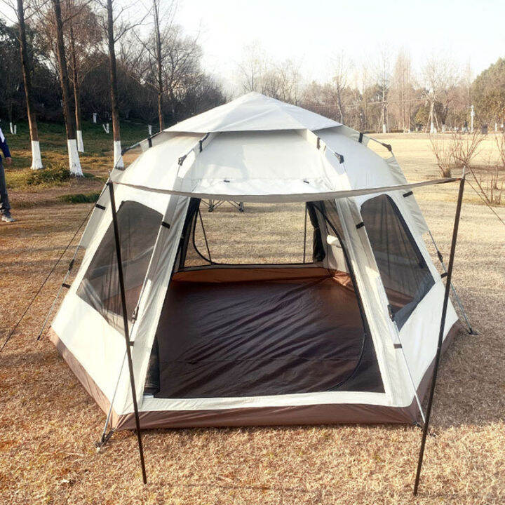 koetsu-cod-tent-หกเหลี่ยมเต็นท์กลางแจ้งตั้งแคมป์พื้นที่ขนาดใหญ่กันฝนตั้งแคมป์สนามเต็นท์อัตโนมัติแบบพกพาเต็นท์อุปกรณ์ตั้งแคมป์กลางแจ้งหลังคา