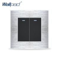 【HOT】 HI UTILITY PRODUCTS 2 Gang รีเซ็ต Wallpad หรูหรา EU UK มาตรฐานสีเทาสีเงินกรอบโลหะรีเซ็ตควบคุมปุ่มกดสวิตช์ไฟ220V