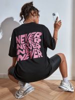 I Said Never Cotton Print Woman Tshirt Oversized All-Matchtee Shirt Aesthetic Soft Clothes Round Neck Sport Comfortableclothes