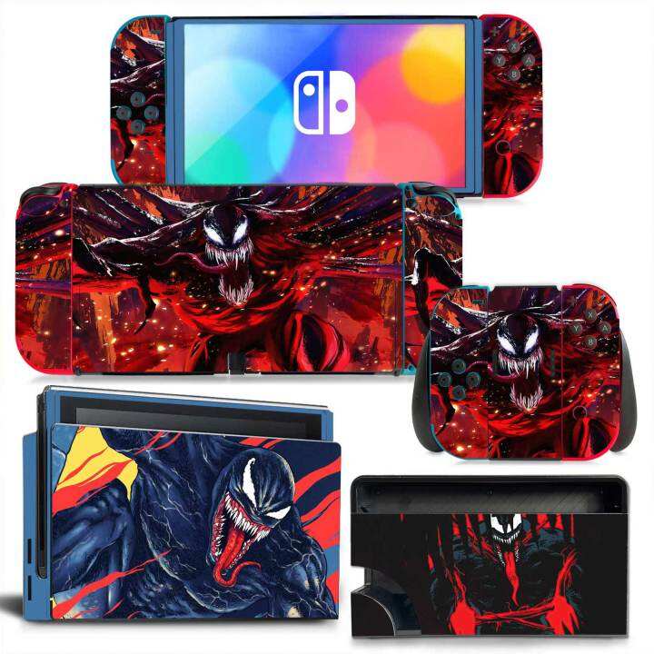 สติกเกอร์รูปลอกคลุมทั้งหมดผิว-marel-venom-สำหรับเปลี่ยนคอนโซล-oled-คอนโซล-joy-con-ฟิล์มป้องกันผิวไวนิลขาตั้งตัวควบคุม