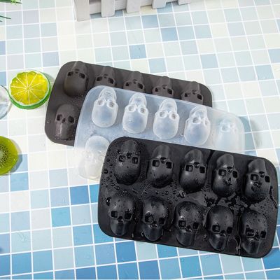 10/12 Cells Skull Ice Cube Mold Silicone Ice Cube Tray Ice Cube Maker DIY Whiskey Cocktail Ice Ball Mold Chocolate Pastry Mould Ice Maker Ice Cream Mo