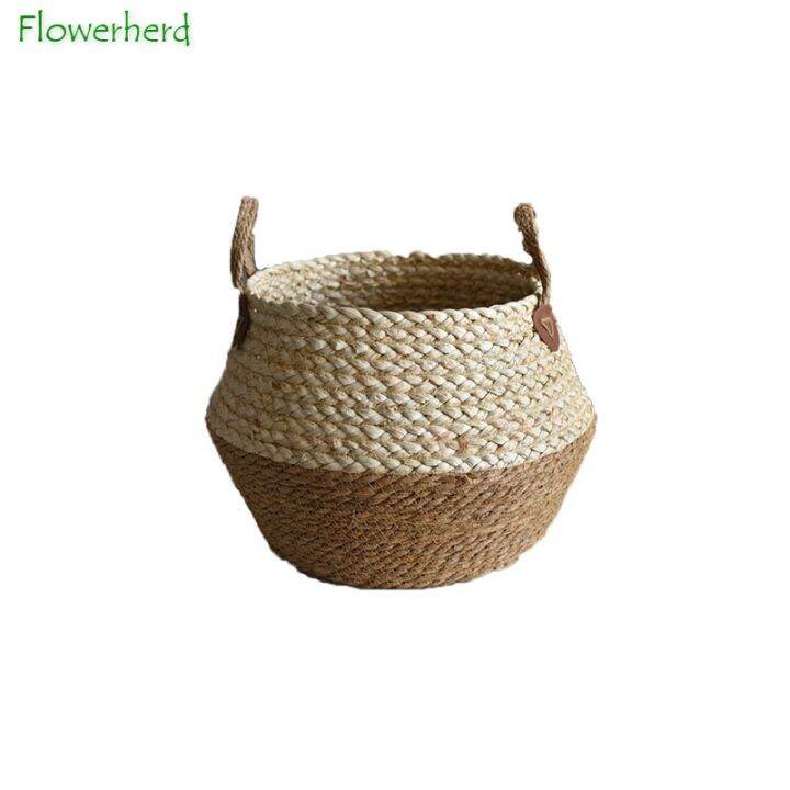 storage-baskets-woven-flower-pots-plant-crafts-decor-straw-bag-flower-pot-container-home-furnishings-flower-basket-woven-basket