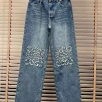 23 New Style Patch Embroidered Loose Straight Denim Pants