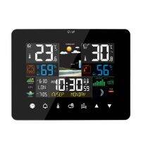 Weather Station with Touch Screen Wall Clock Temperature Humidity Meter Table Desk Clocks with Outdoor Sensor for Home