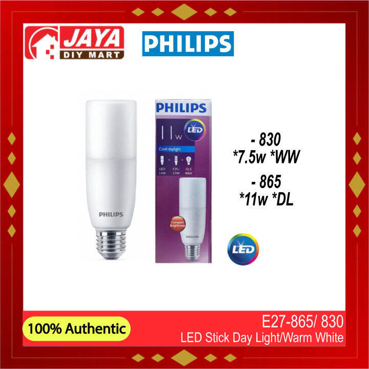 PHILIPS LED STICK E27 865 (DAYLIGHT) / 830 (WARM WHITE) JAYA DIY MART ...