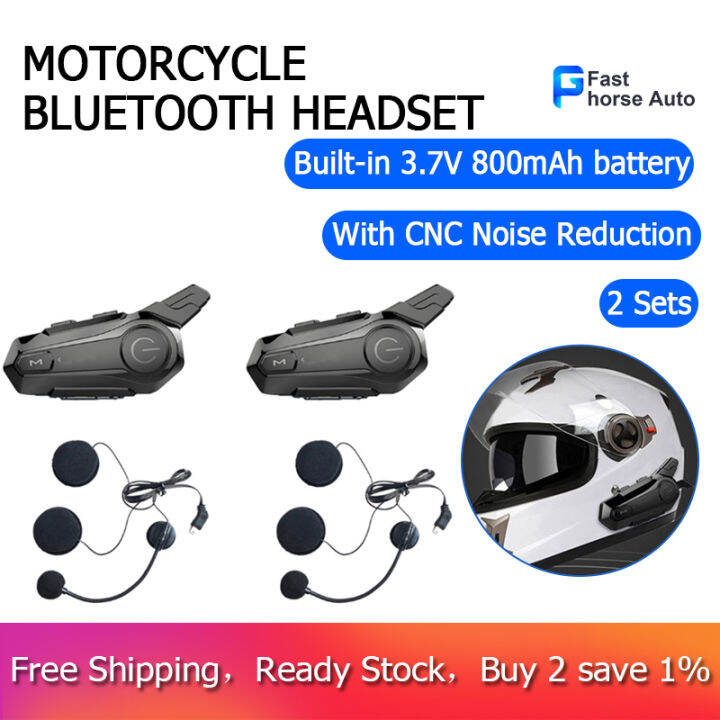 2X Motorcycle Bluetooth Helmet Intercom Universal Pairing Interphone