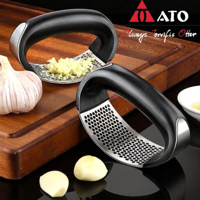ATO สแตนเลสกระเทียมกดคู่มือกระเทียมเนื้อครัวสับผักกระเทียมเครื่องมือ Arc ผัก Gadgets อุปกรณ์เสริม