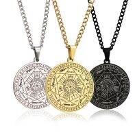 【DT】hot！ 7 Archangels Amulet Pendant Necklaces for Men Rune Summon Tag Neck Chain Jewelry