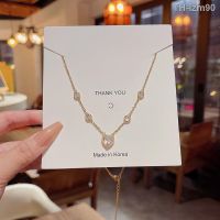 ? เครื่องประดับ South Korean new light delicate zircon love titanium steel necklaces luxury niche senior design feeling collarbone chain necklace