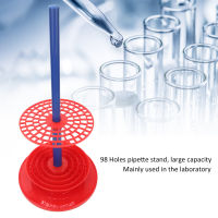 ชั้นวางปิเปตต์ชั้นวางขาตั้งหลอดทดลองสีแดงอุปกรณ์ในห้องปฏิบัติการอุปกรณ์เสริมที่วางปิเปต98รูสำหรับห้องปฏิบัติการ