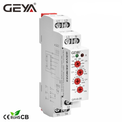 GEYA GRV8-06 3เฟสความล้มเหลวเฟสลำดับการตรวจสอบแรงดันไฟฟ้ารีเลย์ป้องกันการตรวจจับแรงดันไฟฟ้ารีเลย์460V