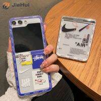 JieHui สำหรับ Samsung Z Flip5 PC ตะขอใสตะขอสีน้ำเงินเคสโทรศัพท์แฟชั่น