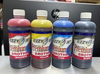Ezzy-jet BROTHER Inkjet Premium Ink หมึกเติมอิงค์เจ็ท BROTHER ขนาด 500 ml. ( ชุด​ 4 สี.​ BLCK/CYAN/MAGENTA/YELLOW)