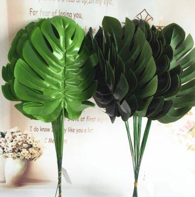 12pcs/set Green Plant Palm Fern Turtle Leaf Artificial Leaves DIY Simulation Wedding Decorative Leaves Home Decor