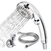 Shower Head with 1.5 M Hose 5 Jet Types Hand Shower Water-Saving Shower Head One Button Water Stop Button Independent