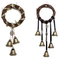 Witch Bells Wreath, 2 Pcs Wiccan Magic Wind Chimes for Home Decor,Witchcraft Wicca Supplies,12cm Witch Bells Garland