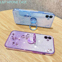 L &amp; F เคสโทรศัพท์ Samsung Galaxy F14 F04 M04 M13 A04 (5ก.) ขาตั้งแหวนป้องกันหลังซิลิโคนนิ่มลายกุหลาบไล่ระดับสีและเคสป้องกันสายคล้อง