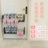 [COD] Nail-free bamboo charcoal deodorant shoe bathroom wall slippers double-layer storage door