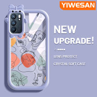 YIWESAN เคสสำหรับ OPPO Reno 6 5G Reno 6 Pro 5G 6Z Reno 5G เคสแฟชั่นแบรนด์ที่สวยงามศิลปะการวาดภาพลวดลายสุดสร้างสรรค์ขอบสีสันสดใสเคสนิ่มซิลิโคนเนื้อนิ่มใสเคสกันกระแทกกันกระแทก