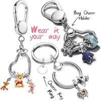 925 Sterling Silver Moment Key Ring Small Bag Heart Charm Holder Fit Charms Silver 925 Original Bracelets for Jewelry Keychain