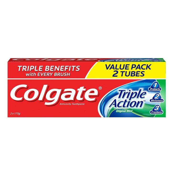 Colgate Triple Action Anticavity Toothpaste Original Mint 175g Twin ...