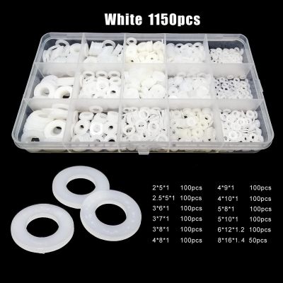 ◈ 475/1150pcs M2 M2.5 M3 M4 M5 M6 M8 White Black Plastic Nylon Flat Washer Plain Spacer Insulation Gasket Ring Assortment Kit Box