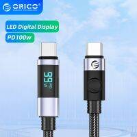 USB PD100W ORICO C ถึง Type C สายเคเบิล LED ชาร์จ C สายข้อมูลพอร์ต C สายที่ชาร์จความเร็วสูงสำหรับชาร์จ Macbook Huawei Xiaomi แล็ปท็อป