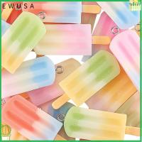 EWUSA 35Pcs ยาว41.5มม. เสน่ห์ไอศครีม7สี กว้าง14.5มม. หนา5.5มิลลิเมตร จี้รูปไอศกรีมทำจากเรซิ่นสีรุ้ง ง่ายต่อการพกพา รู: 2mm เสน่ห์อมยิ้มน้ำแข็งเรซินที่มีสีสัน งานฝีมือดีไอวาย