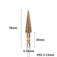 【❖New Hot❖】 liuchuanliang Cmcp Hss ขั้นตอนการเจาะกรวยบิต3-13มมแกนเคลือบ Ticn ดอกสว่าน Hex Shank ร่องไม้ที่เจาะรูโลหะ