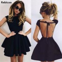 ❈ New Summer Dress Women Sexy Dress Lace Up Hollow Out Backless Short Bodycon A line Mini Night Club Party Dresses