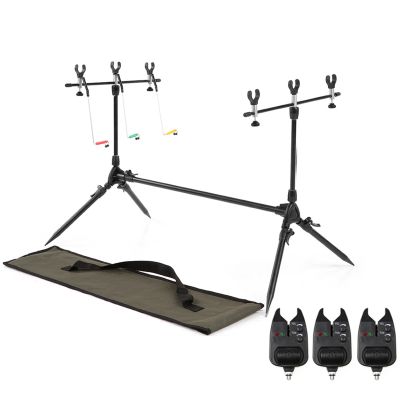 【hot】❖✜❖  Lixada Adjustable Retractable Carp Fishing Rod Pod Holder Pole with 3 Bite Alarms Accessory