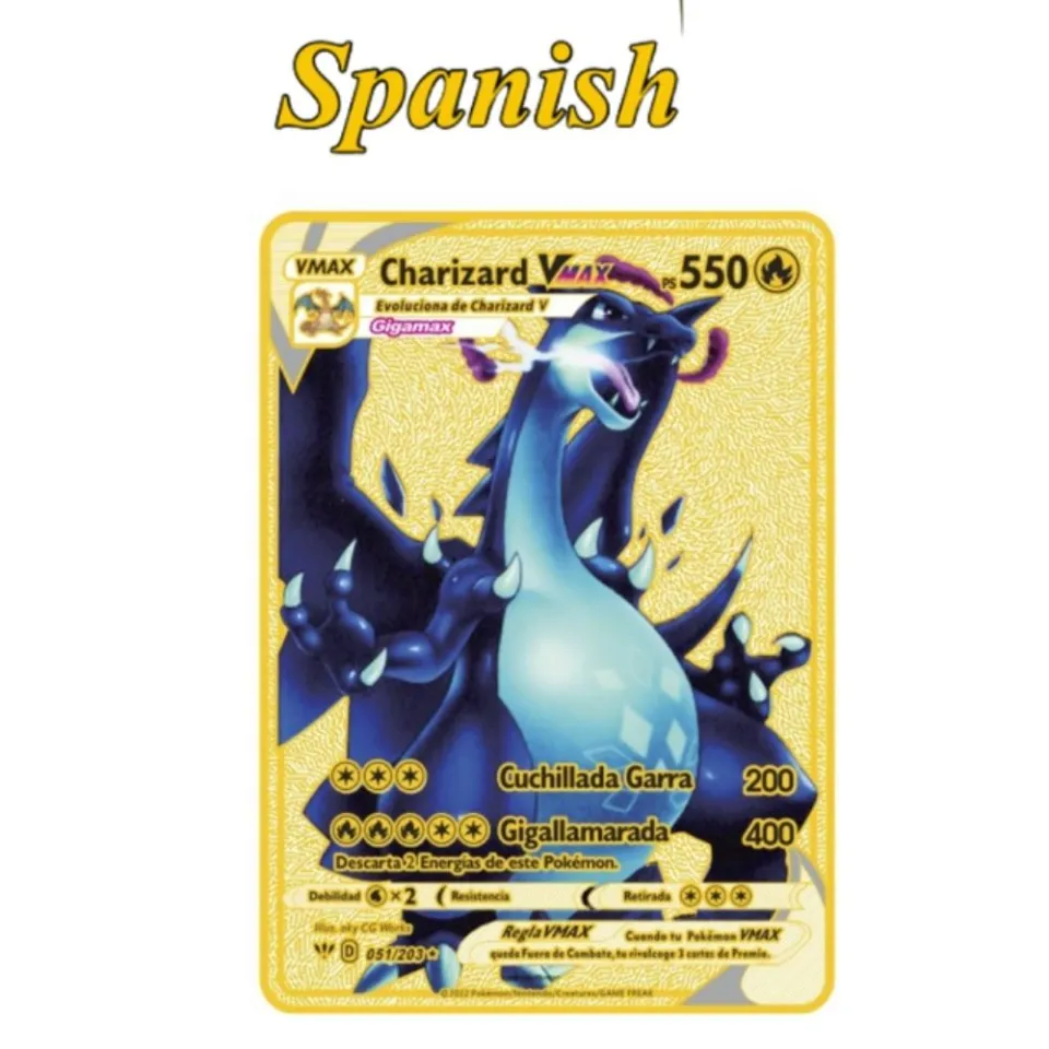 Spanish 800PS Vmax Greninja GX Mega Vstar Golden Pokemon Card Iron