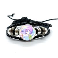 Project SEKAI Anime Wonderlands×Showtime Kamishiro Rui Glass Snap Bead Bracelet Black Braided Women Hand Leather Bracelet Gift