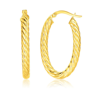 ต่างหูห่วงวงรีรูปไข่ ทองคำแท้ 14k ลาย Twisted Cable  14K genuine gold Twisted Cable