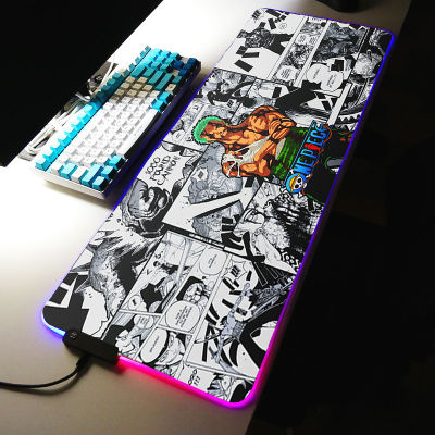 Custom One Pice RGB เมาส์สำหรับเล่นเกมส์แผ่นรองเมาส์เบาะรอง Anti-Slip XL คีย์บอร์ดโต๊ะแผ่นรองเมาส์สำหรับแล็ปท็อป LED Mousepad