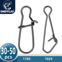 DNDYUJU 30-50pcs Stainless Steel Fishing Snap Hooked Snap Pin Fastlock Clip Rolling Swivel Accessories Barrel Swivel Lure Hook