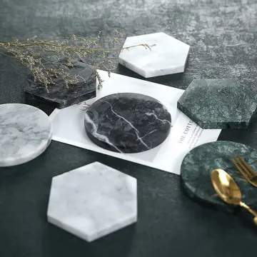 Nordic Style Natural Marble Coasters Home Hexagonal Placemats Dish